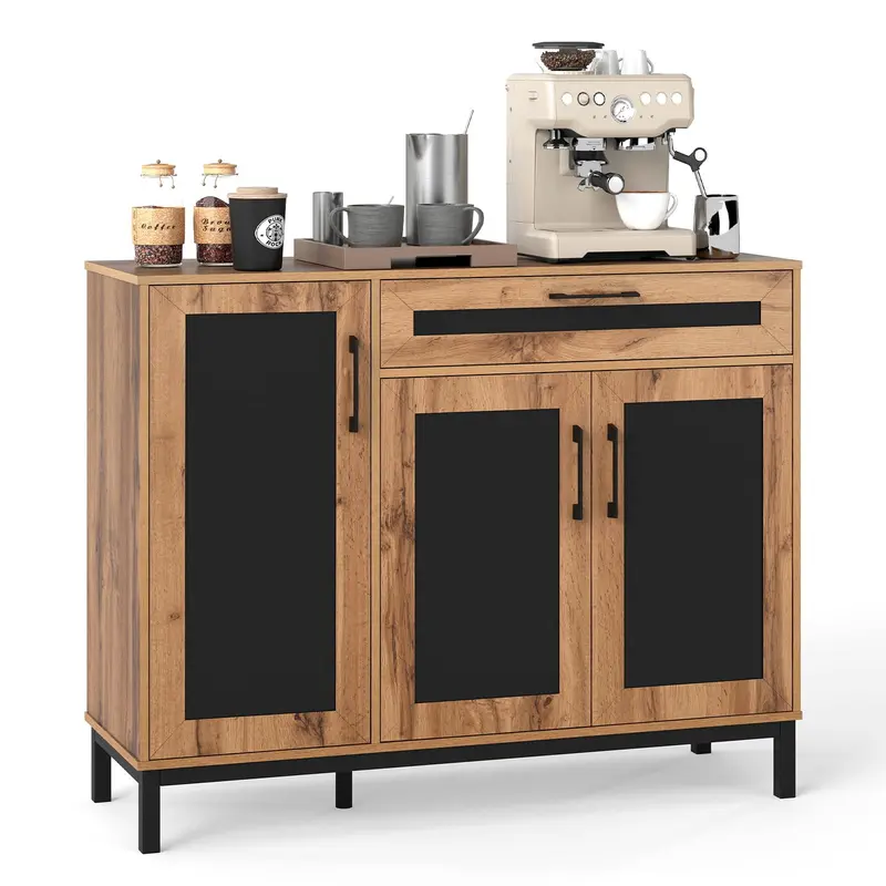 Giantex Farmhouse Buffet Cabinet – 48 Inch 3-Door Sideboard With Ample Serving Storage 1