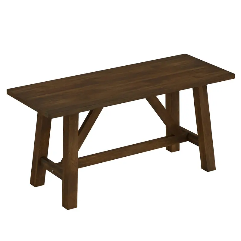 Giantex Farmhouse-Style 38-Inch Wooden Dining Bench With Rubberwood Frame 1