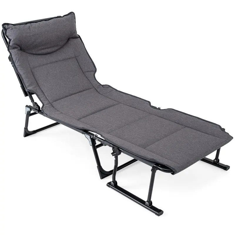 Giantex Folding Patio Recliner With Six-Position Backrest For Backyard Relaxation 1