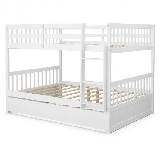 Giantex Full-Over-Full Bunk Bed With Underbed Trundle And Safety Guardrails 1