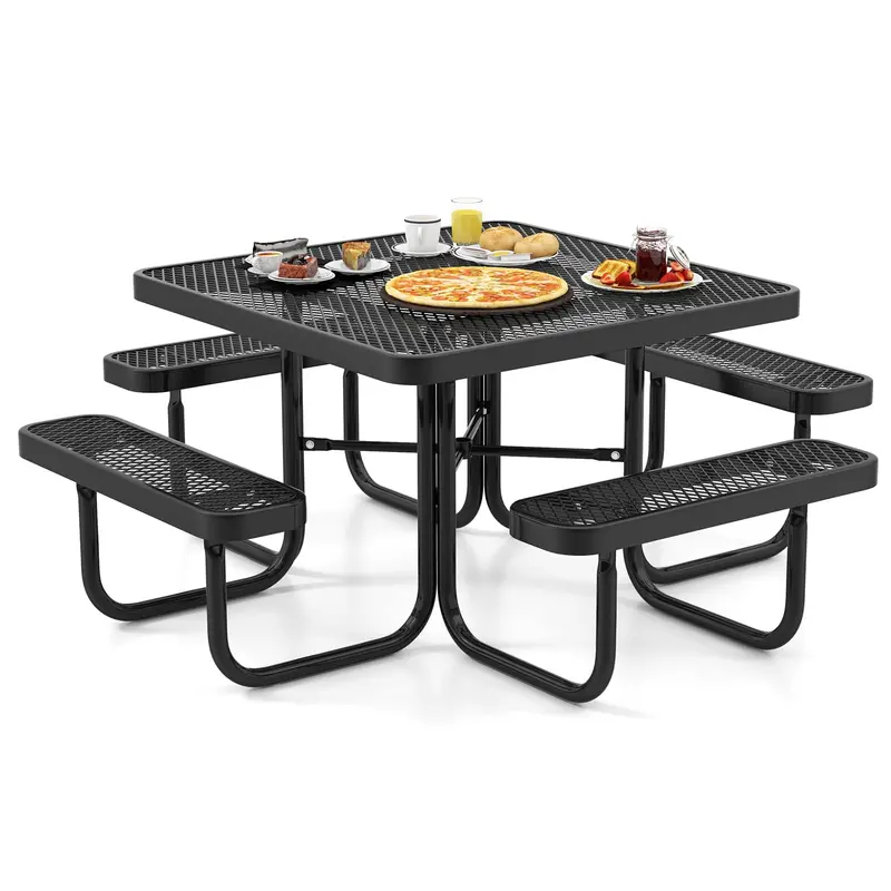 Giantex Heavy-Duty Picnic Set For Eight: Table, Benches, And Center Umbrella Hole 1