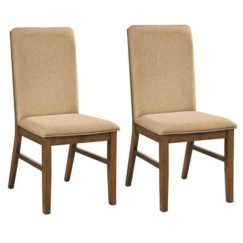 Giantex High-Back Upholstered Dining Chairs — Padded Fabric Seats With Solid Rubber Wood Legs 1