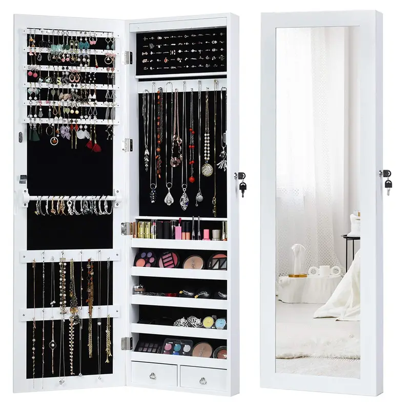 Giantex Jewelry Armoire With 15-Led Mirror Lighting & Organized Interior 1