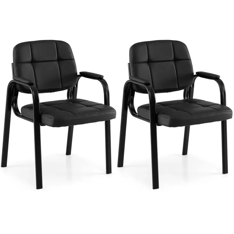 Giantex Leather Reception Chair With Padded Armrests And Ergonomic Support 1
