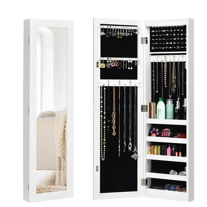 Giantex Led-Illuminated Wall Jewelry Cabinet With Floor-To-Ceiling Mirror 1