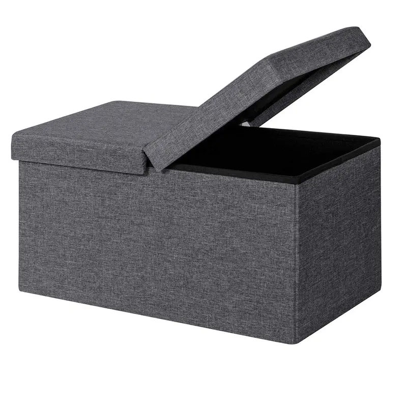 Giantex Lift-Top Folding Ottoman – 30" Storage Footstool With Hidden Compartment 1