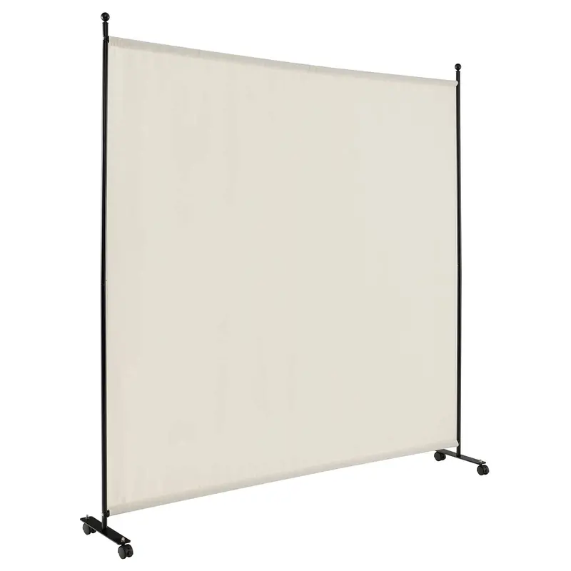 Giantex Lightweight Rolling Room Divider – 73" Wide White Freestanding Privacy Screen 1