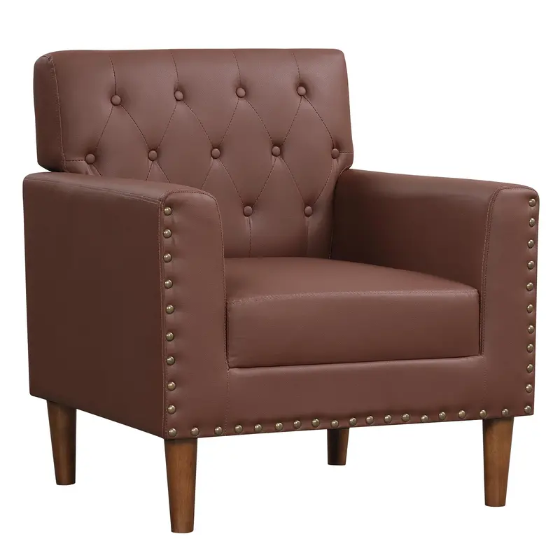 Giantex Mid-Century Accent Chair Featuring Button-Tufted Back And Decorative Rivets 1