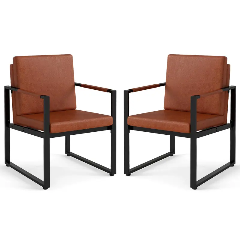 Giantex Mid-Century Modern Single-Seater Sofa Chairs – Set Of 2 With Cushioned Seats 1
