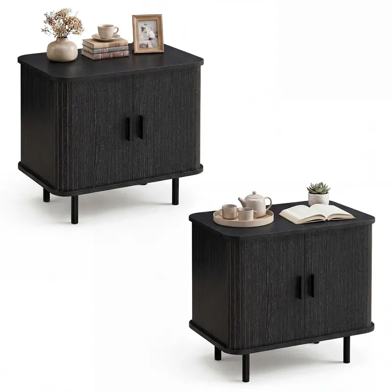 Giantex Mid-Century Nightstand – 24-Inch Square Table, Sold Individually Or In Pairs 1
