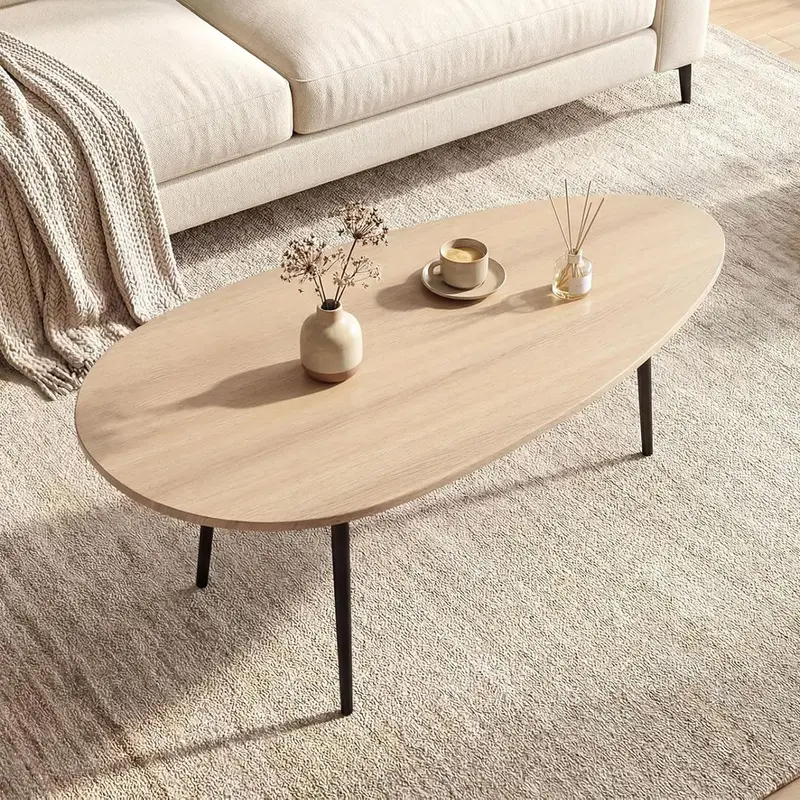 Giantex Mid-Century Oval Coffee Table – Sturdy Metal Frame, Space-Saving Profile 1