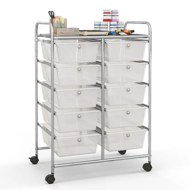 Giantex Mobile Classroom Organizer – 10-Drawer Rolling Storage Cart For Teachers 1
