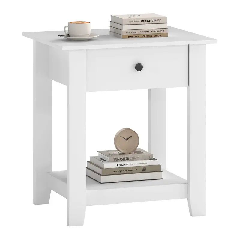 Giantex Modern 3-Tier Nightstand With Drawer And Open Shelving 1