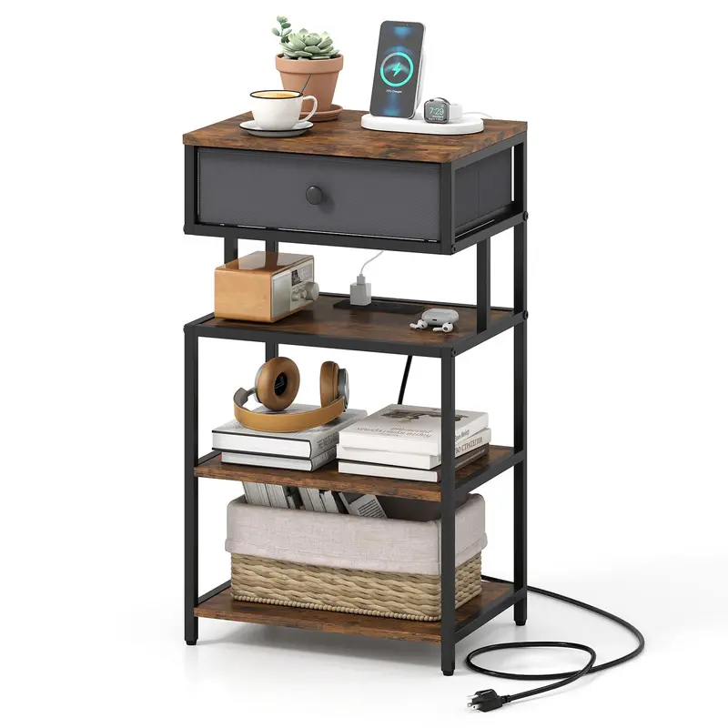 Giantex Modern Nightstand – 28-Inch Bedside Table With Dual Usb/Type-C Charging Ports 1