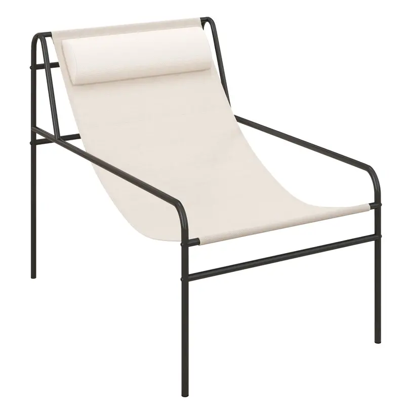 Giantex Modern Outdoor Sling Lounge Chair With Detachable Headrest Pillow 1