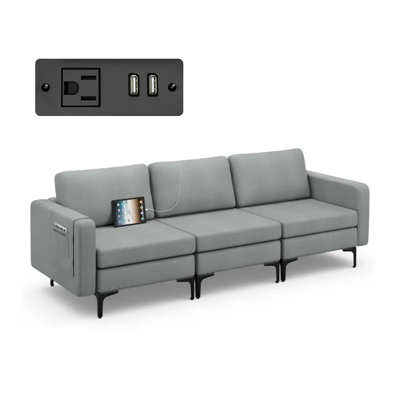 Giantex Modular 3-Seat Sectional Sofa, 94.5" L-Shaped Sleeper 1