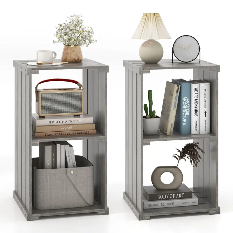 Giantex Modular Cube Bookshelf – 2-Cube Or 4-Cube Paulownia Wood Organizer With Open-Back Design 1