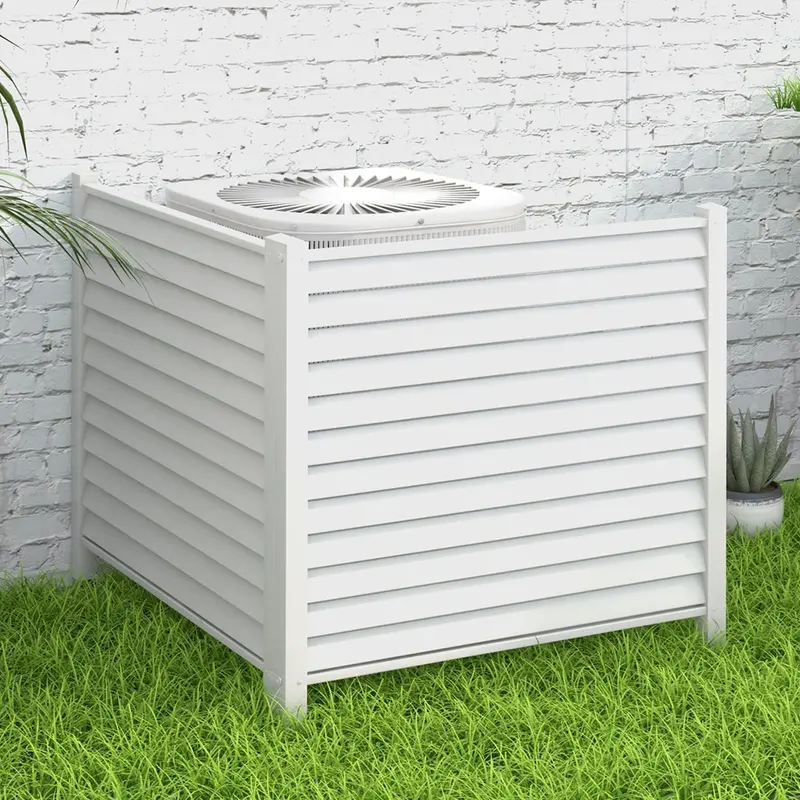 Giantex Outdoor Ac Enclosure Fence – Decorative Pvc Privacy Screen With Metal Stakes And Trash Can Cover 1