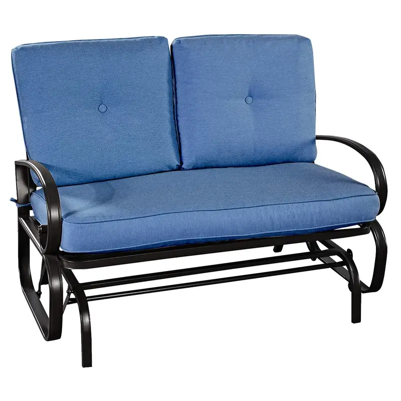Giantex Outdoor Loveseat Glider – Cushioned 2-Seater Rocking Bench For Patios 2