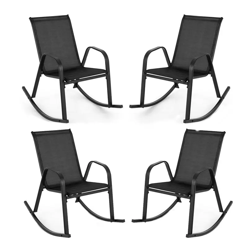 Giantex Outdoor Rocking Chairs – Pair Of Patio Rockers With Breathable Mesh Seat And Backrest 1