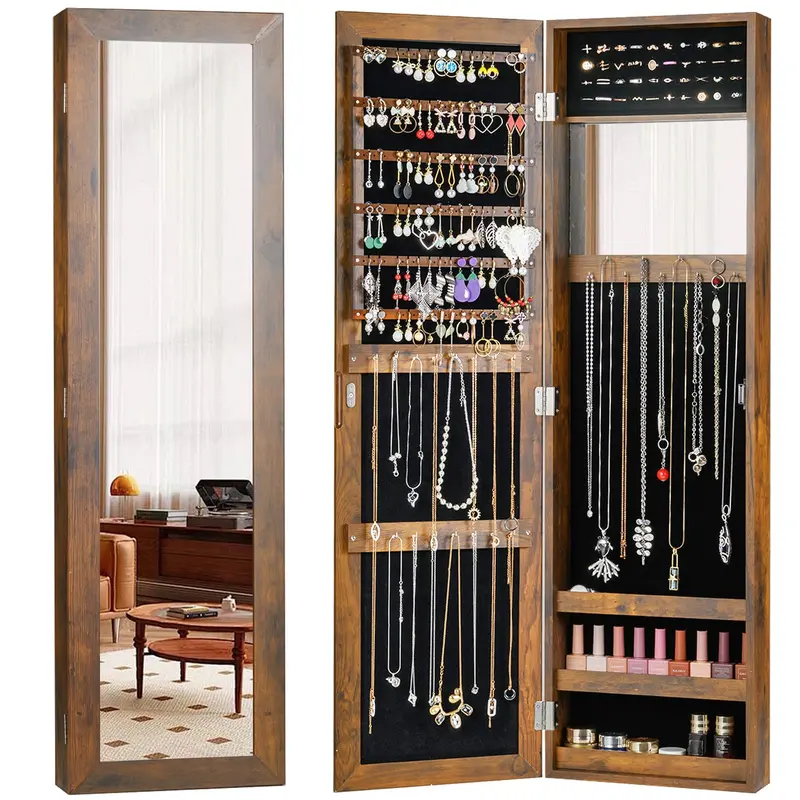 Giantex Over-The-Door Jewelry Armoire – Wall-Mounted Organizer With Full-Length Mirror And Ample Storage 1