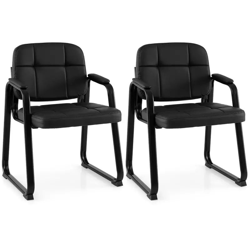 Giantex Premium Waiting Room Chair – Leather Office Seat With Cushioned Arms 1