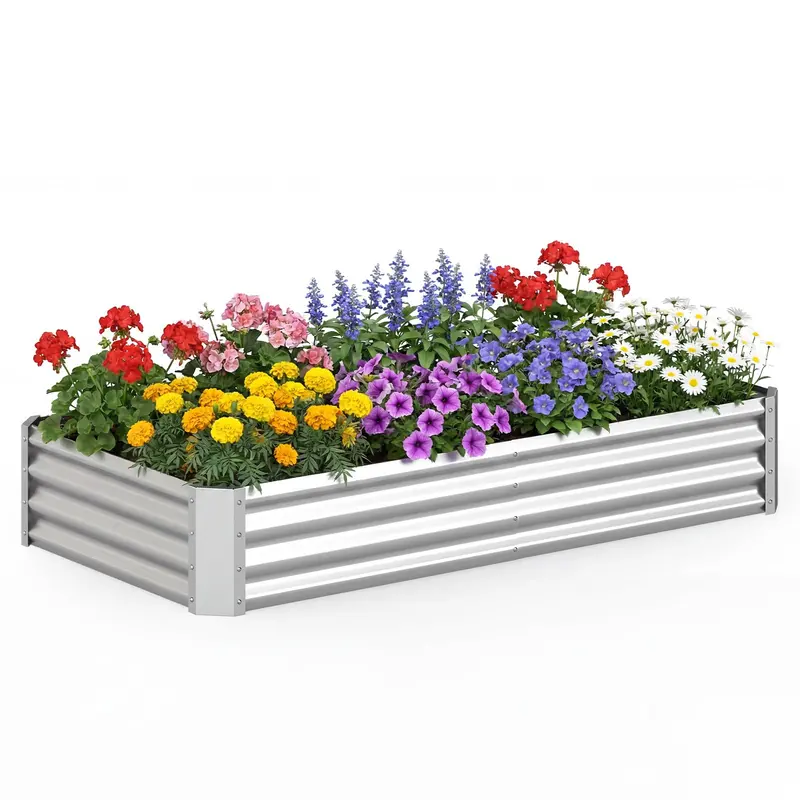 Giantex Rectangular Metal Garden Bed – 6' X 3' X 1' Galvanized Raised Planter 1