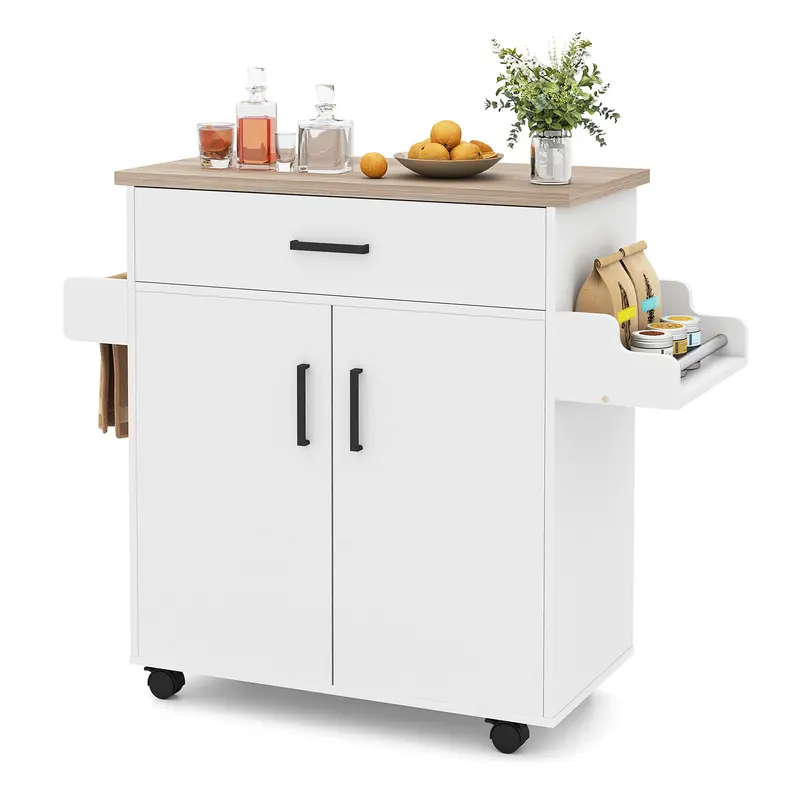 Giantex Rolling Kitchen Island – 41.5-Inch Wide Mobile Prep Station With Built-In Storage 1