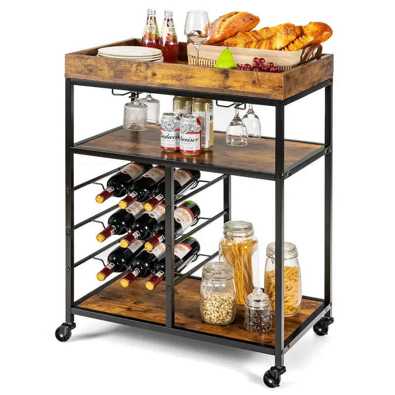 Giantex Rolling Kitchen Island Cart – Compact Mobile Trolley For Prep, Storage, Or Serving 1