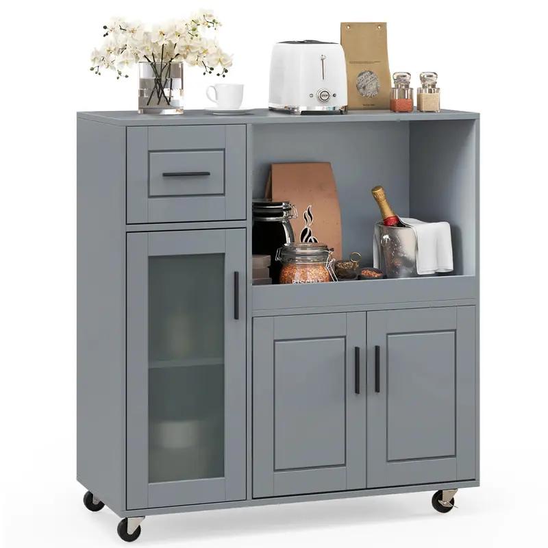 Giantex Rolling Kitchen Island Cart With Ample Storage Space 1