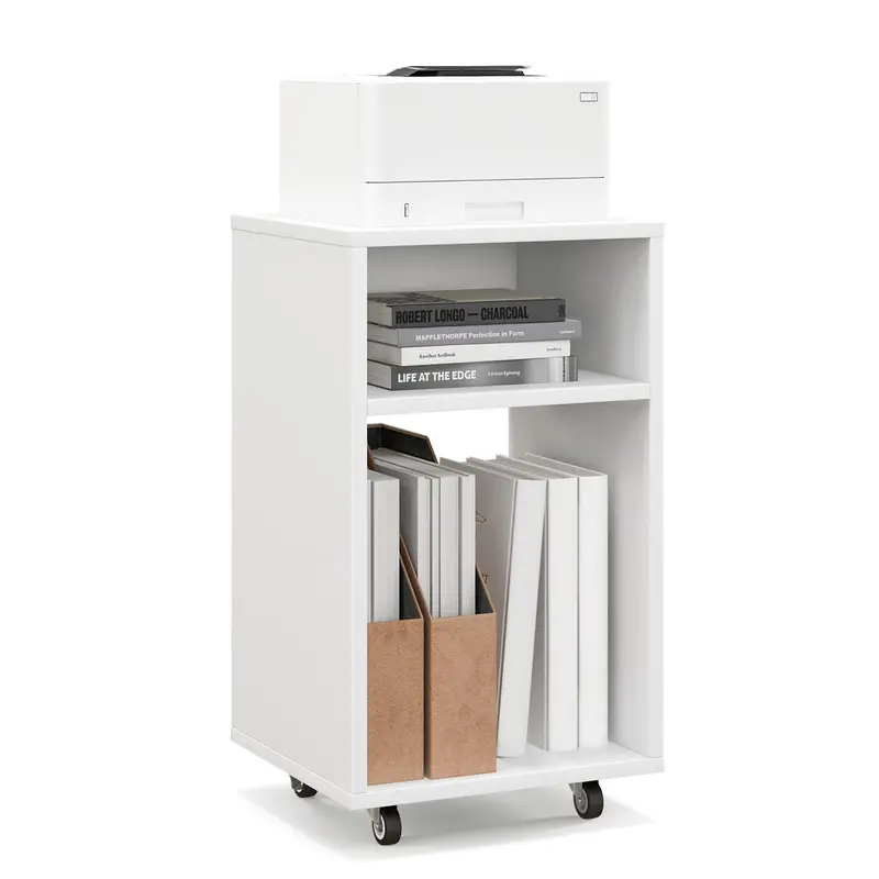 Giantex Rolling Vertical File Cabinet With Dual Open Shelves And Locking Casters – White 1