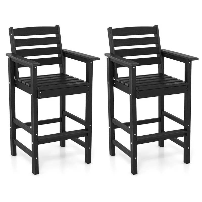 Giantex Set Of 2 Or 4 Hdpe Bar Stools – Ergonomic Counter Chairs With Armrests, Footrests, And 330-Lb Capacity 1
