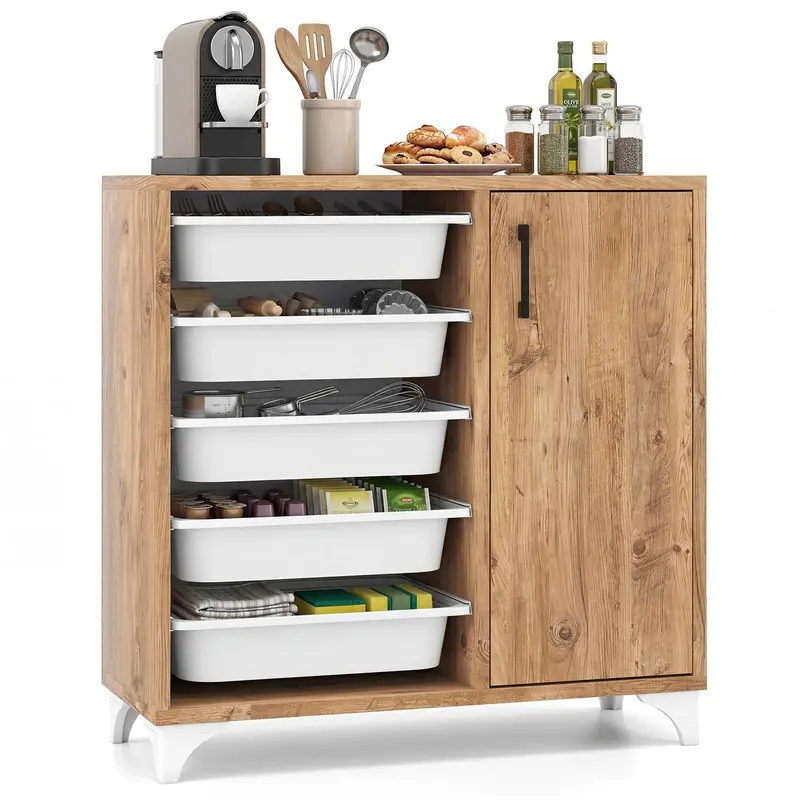 Giantex Sideboard Buffet Cabinet – Compact Design With Plastic Storage Drawer 1