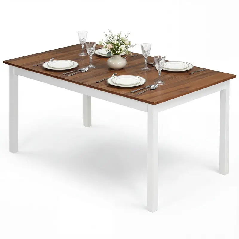 Giantex Solid Rubberwood Dining Table – 60-Inch Rectangular Kitchen Table For Everyday Use 1