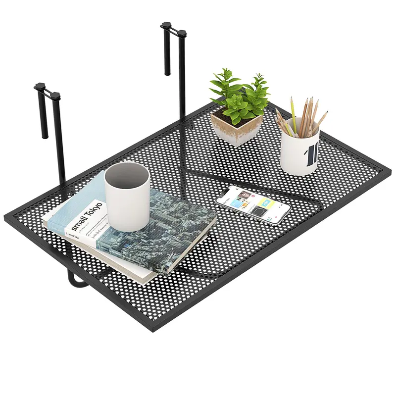 Giantex Space-Saving Railing Side Table – Folding Balcony Serving Table For Rails Up To 2.4" Thick 1