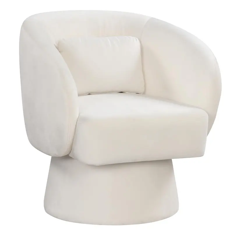 Giantex Swivel Barrel Accent Chair – Upholstered Seating With Removable Lumbar Support 1