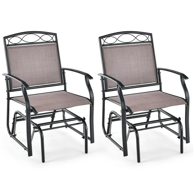Giantex Two-Piece Outdoor Glider Chair Set – Weather-Resistant Fabric On Reinforced Metal Frames 1