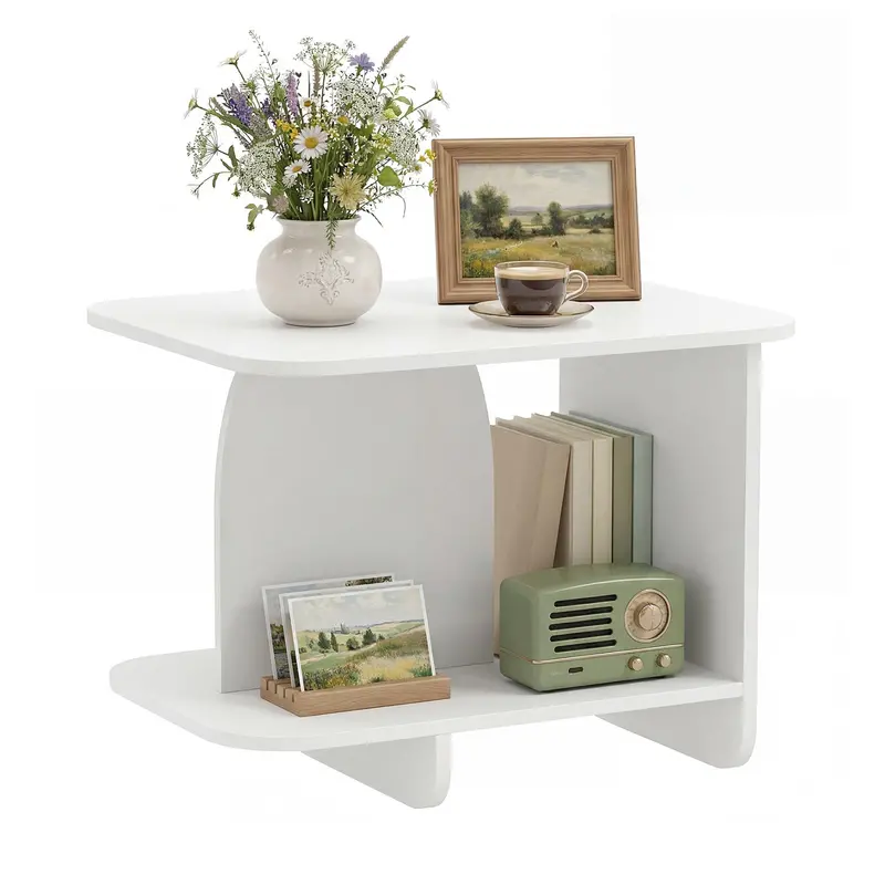 Giantex Two-Tier Open-Shelf End Table With Slim Profile And Modern Finish 1