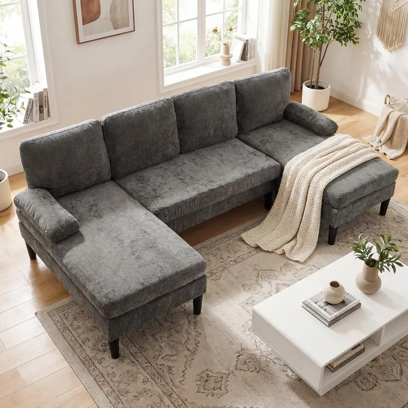 Giantex U-Shaped Sectional Sofa – Modular Living Room Couch With Customizable Layout 1