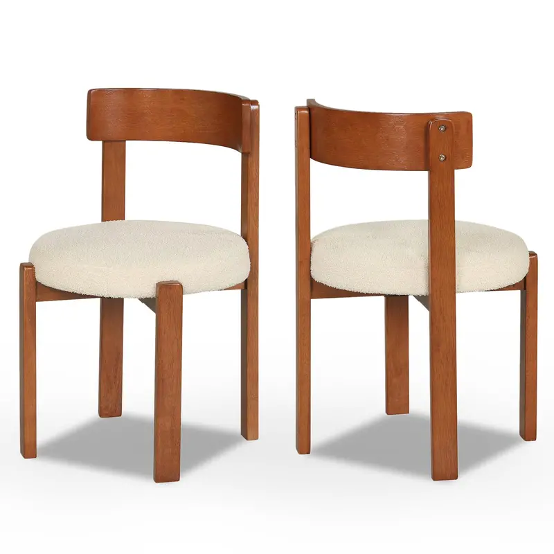 Giantex Upholstered Dining Chairs – Set Of 2 Or 4 Teddy Fleece & Bouclé Kitchen Seats 1