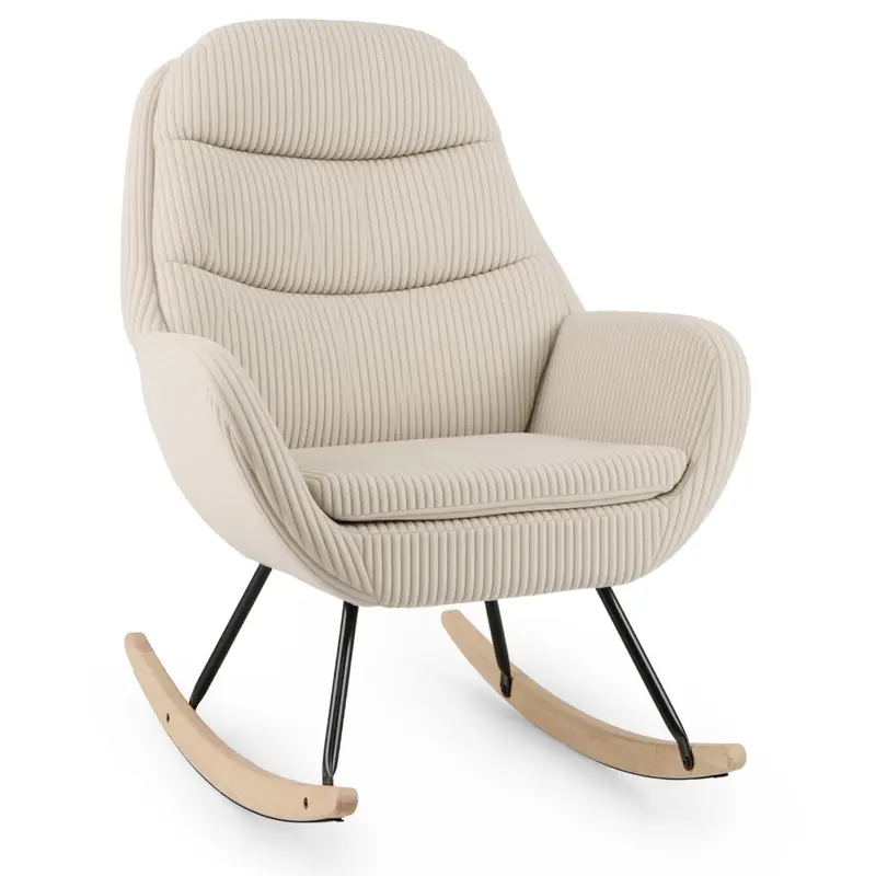 Giantex Upholstered Nursery Glider Rocker With Cushioned Seat & Backrest 1