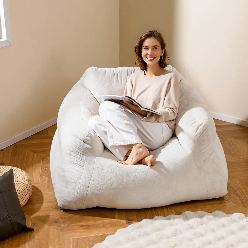 Giantex Velvet Bean Bag Chair – Plush Lazy Sofa For Adults And Teens With Non-Slip Base 1