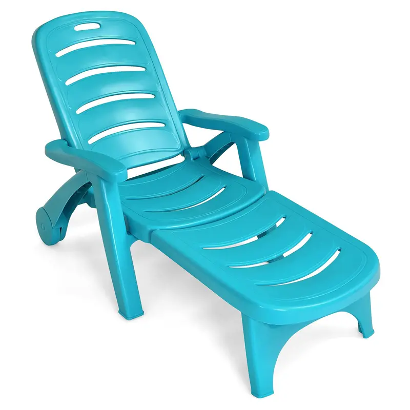 Giantex Wheeled Patio Chaise Lounge – Reclining Sun Lounger With Smooth Mobility 3