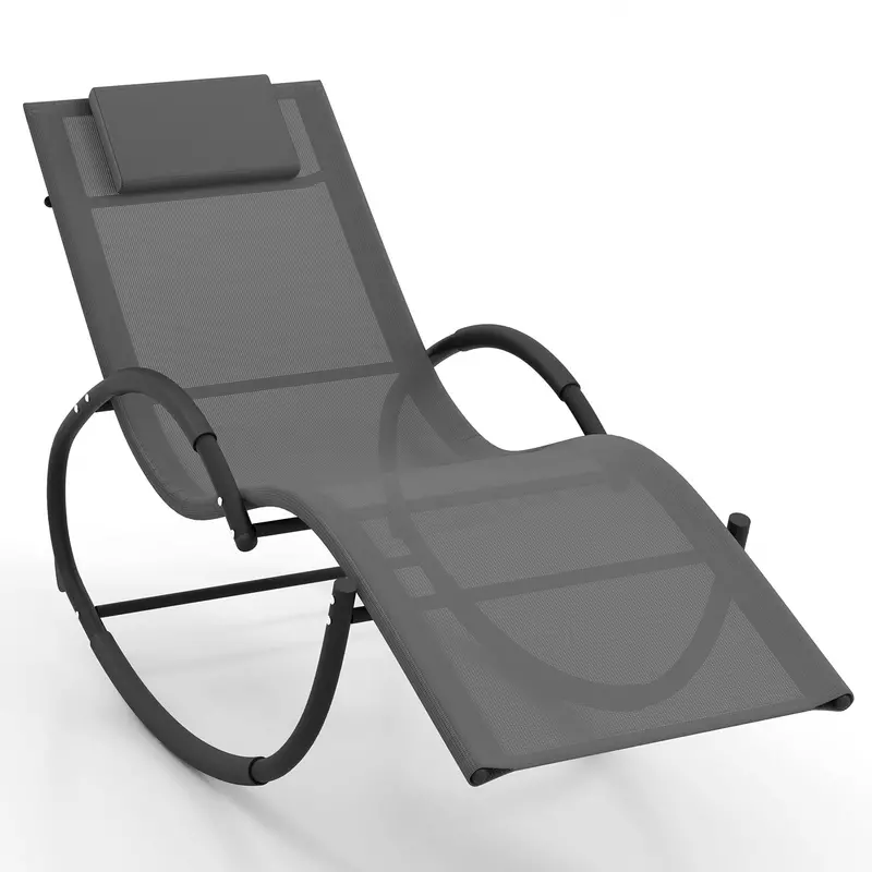 Giantex Zero-Gravity Outdoor Rocking Chair – Breathable Mesh Seat And Back With Detachable Headrest 1
