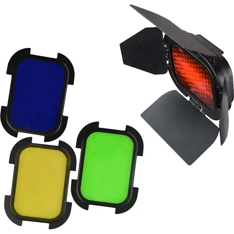 Godox Barndoor Set With Four Color Gels For Ad200 Speedlight Head 1