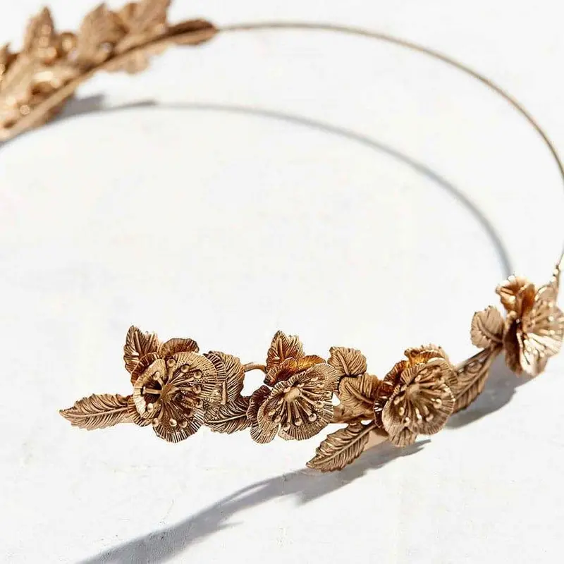 Gold-Toned Floral Crown Headband 1