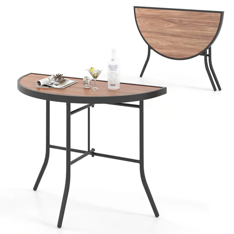 Half-Round Folding Banquet Table – Giantex Space-Saving Patio Or Entryway Surface 1