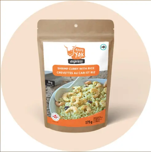 Happy Yak Shrimp Curry With Rice – Freeze-Dried Backpacking Meal 1