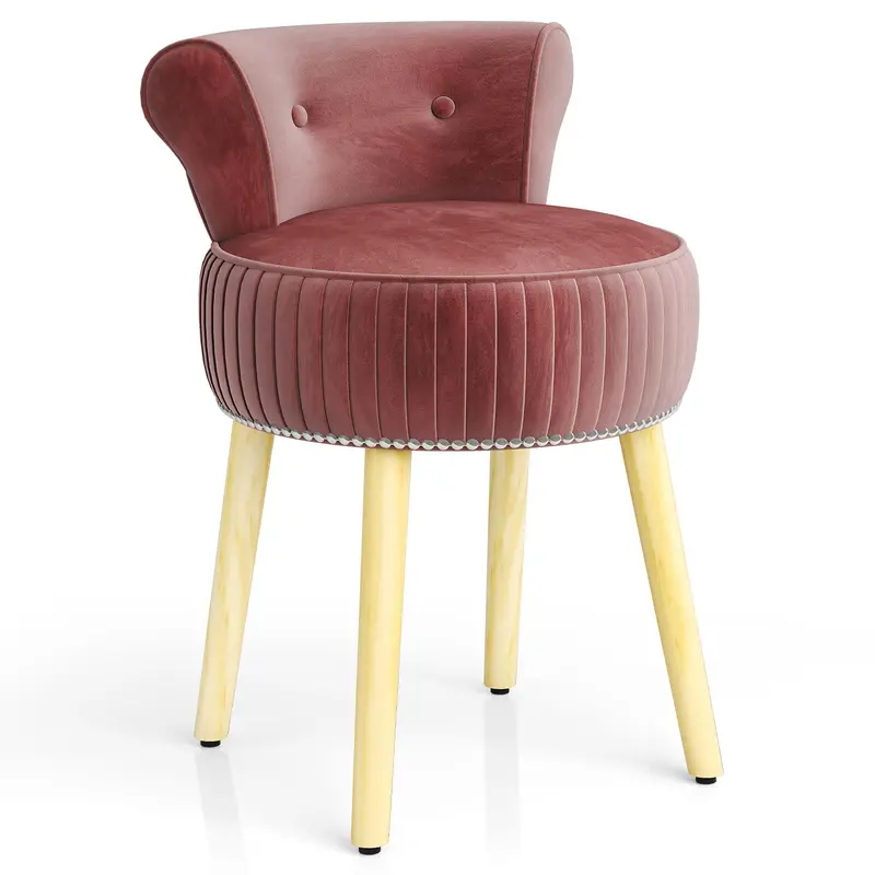 Harmaid Upholstered Velvet Vanity Chair – Bedroom Seating With Soft Curved Design 1