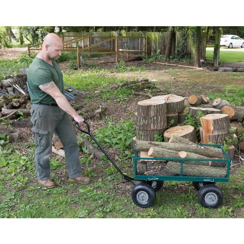 Heavy-Duty Steel Garden Cart With Mesh Sides — 200 Kg Load Capacity, All-Terrain Wheels 1